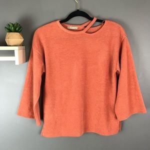 Zara basic orange sweater cut out detail‎ size S